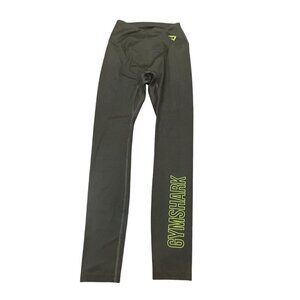 Gymshark Women’s Training Graphic Leggings- Black Green Accent - Size Small